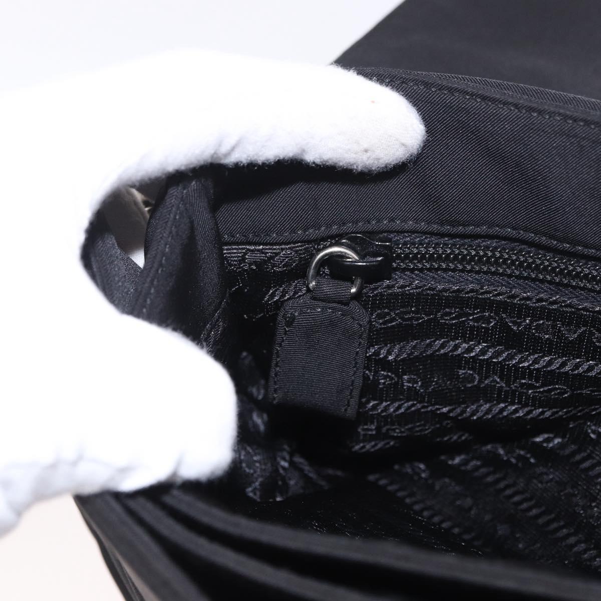 PRADA Shoulder Bag Nylon Black Silver Auth ar13984