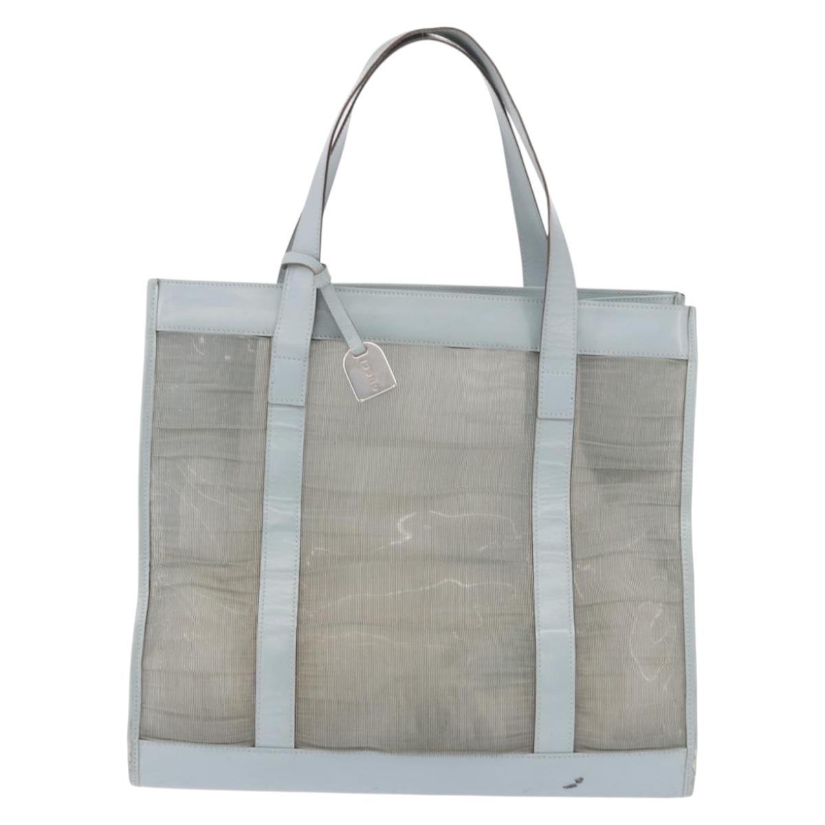 GUCCI Tote Bag Mesh Light Blue Silver 002 3754 0404 Auth ar13988