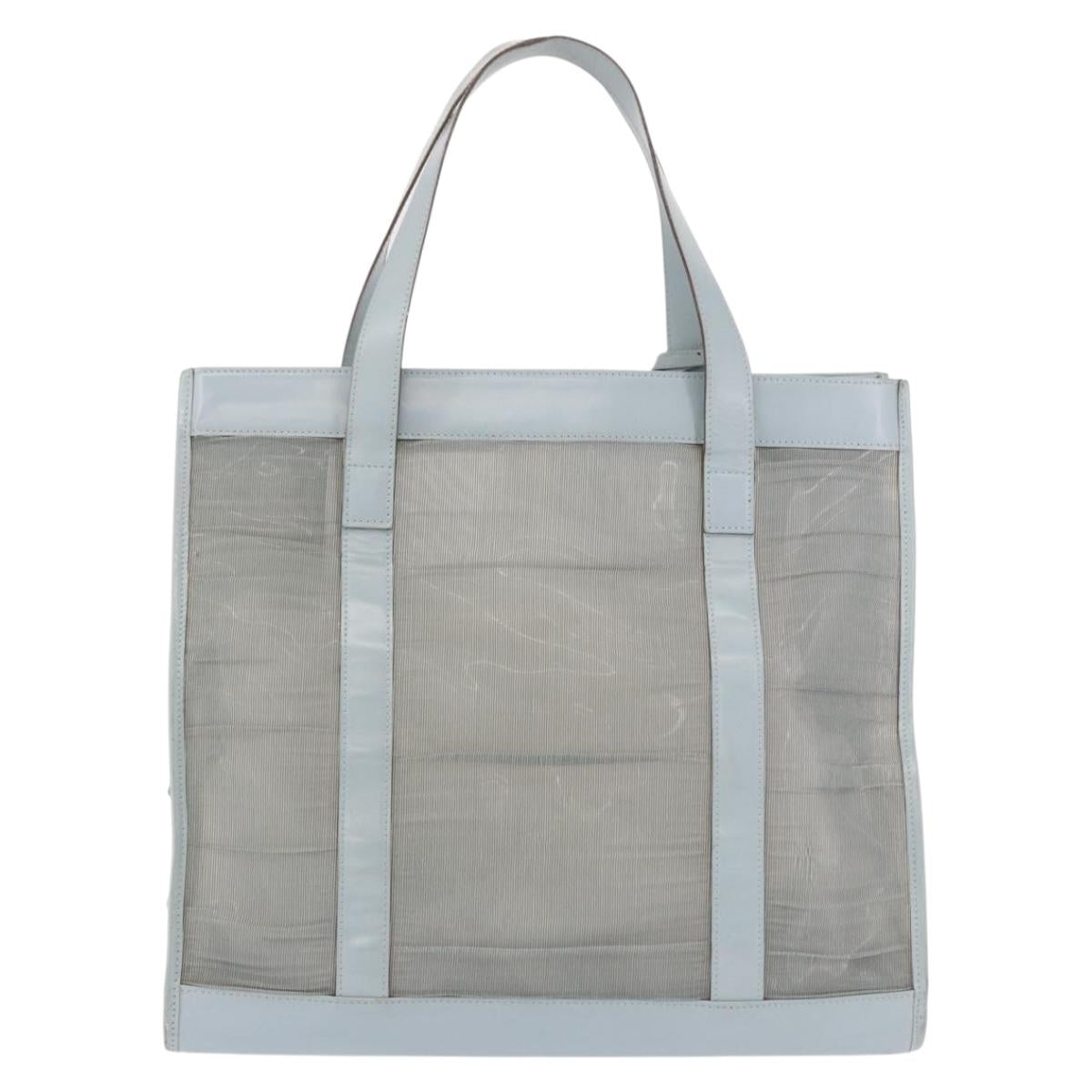 GUCCI Tote Bag Mesh Light Blue Silver 002 3754 0404 Auth ar13988