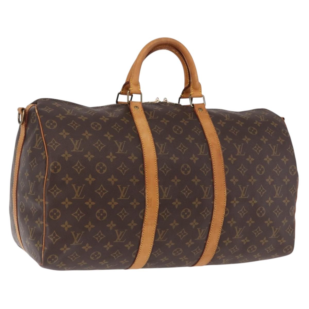 LOUIS VUITTON Monogram Keepall Bandouliere 50 Boston Bag M41416 LV Auth ar13990