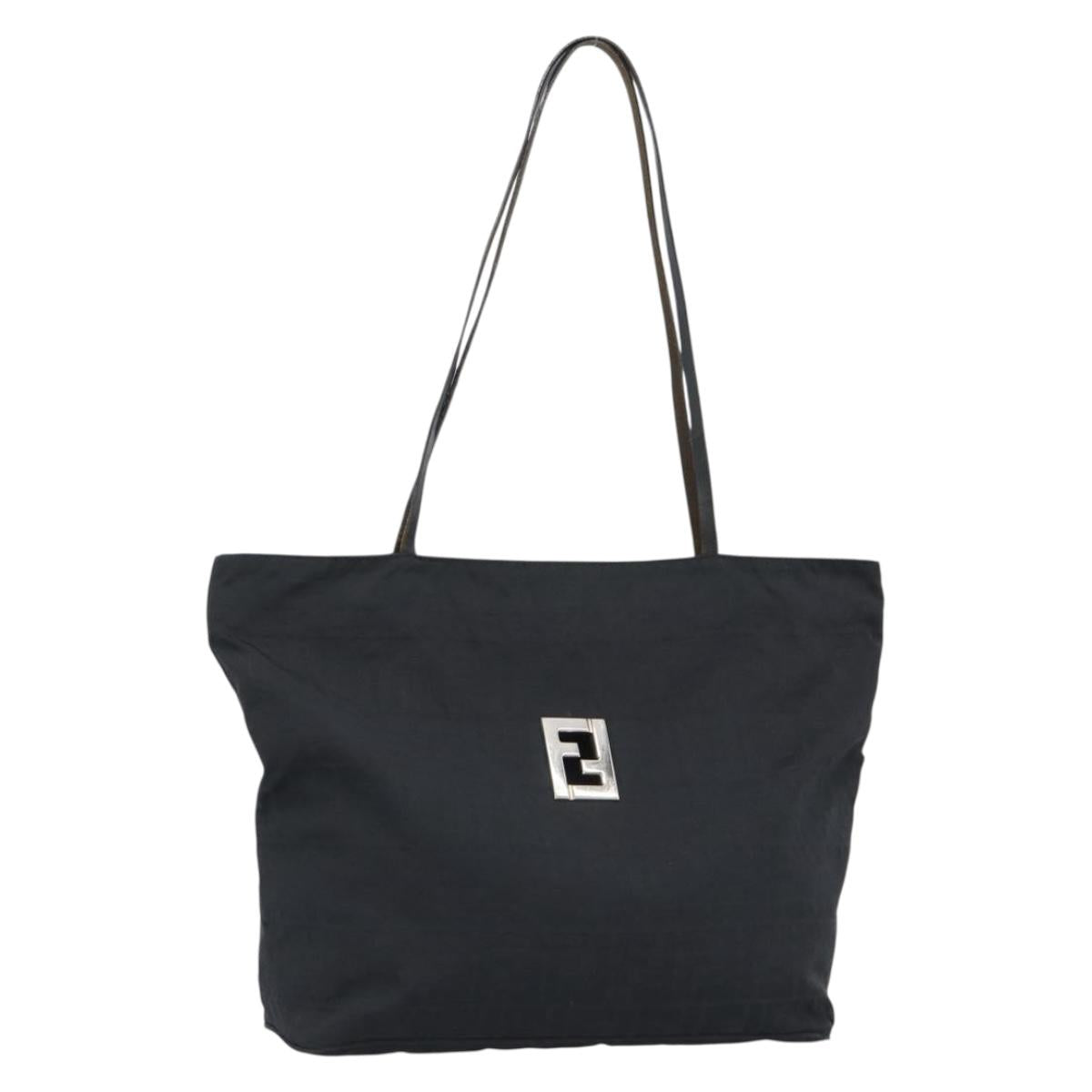 FENDI Zucca Canvas Tote Bag Nylon Black Silver Auth ar13992