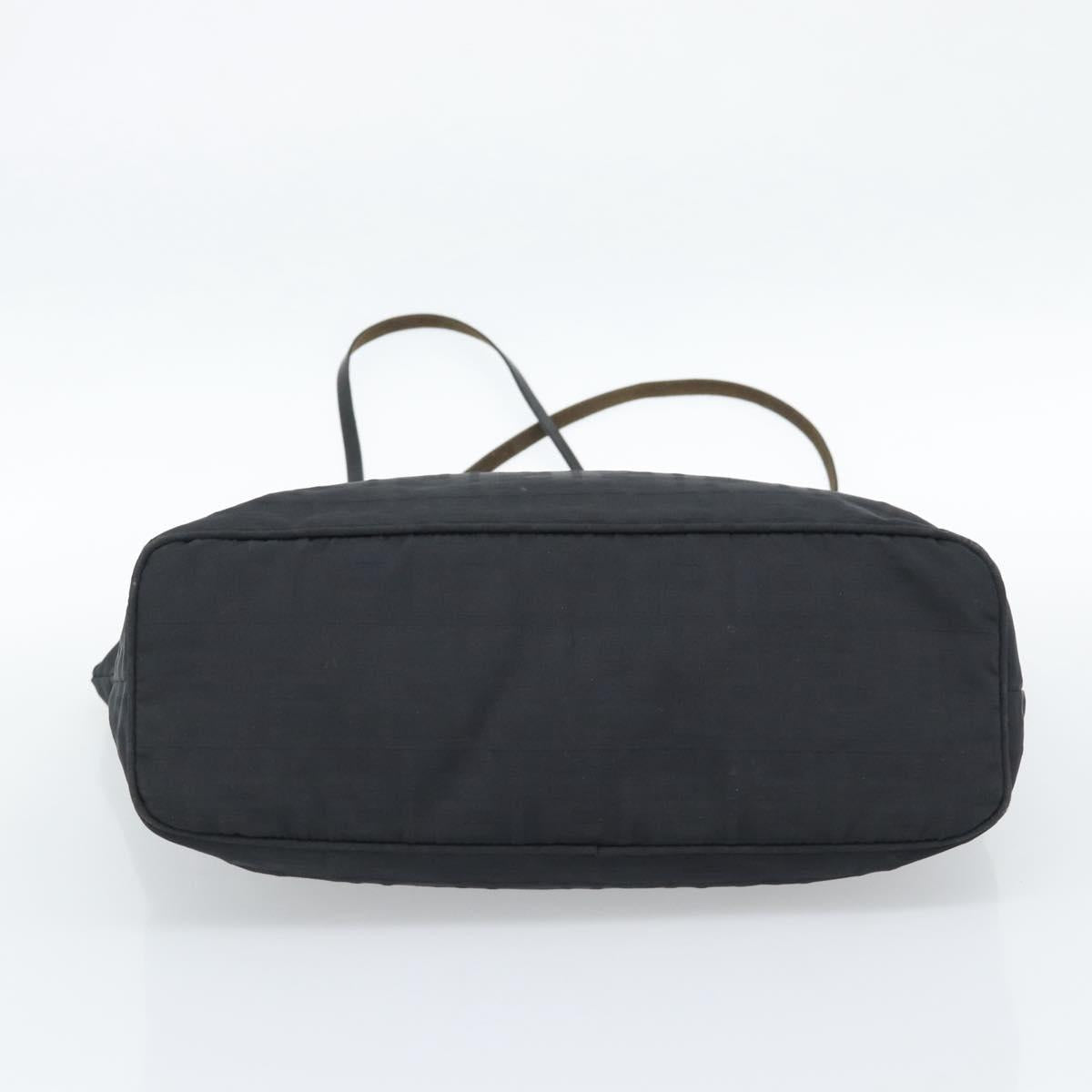 FENDI Zucca Canvas Tote Bag Nylon Black Silver Auth ar13992