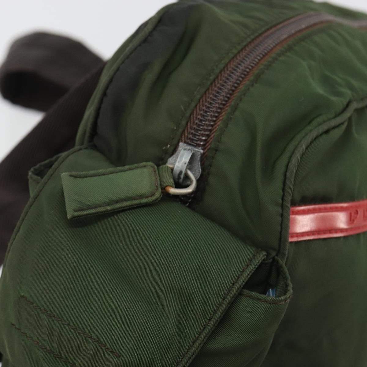 PRADA Sports Line Backpack Nylon Khaki Silver Auth ar13993
