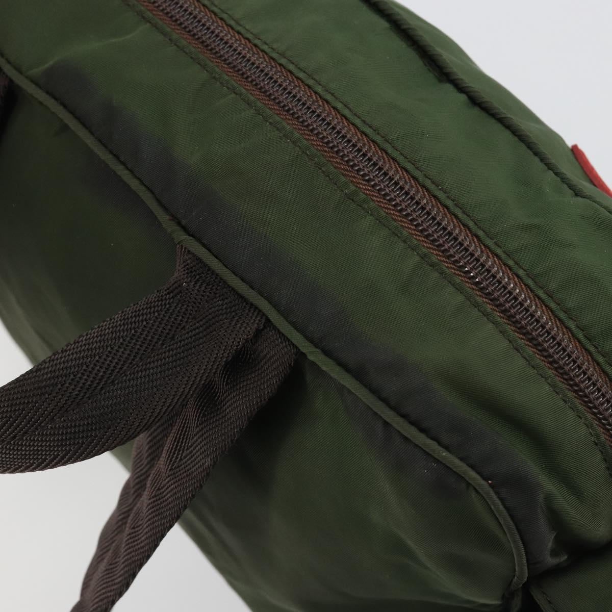 PRADA Sports Line Backpack Nylon Khaki Silver Auth ar13993