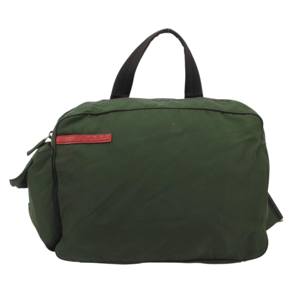 PRADA Sports Line Backpack Nylon Khaki Silver Auth ar13993