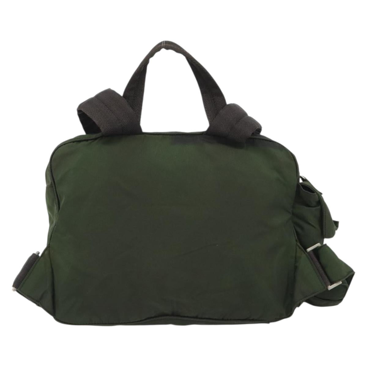 PRADA Sports Line Backpack Nylon Khaki Silver Auth ar13993