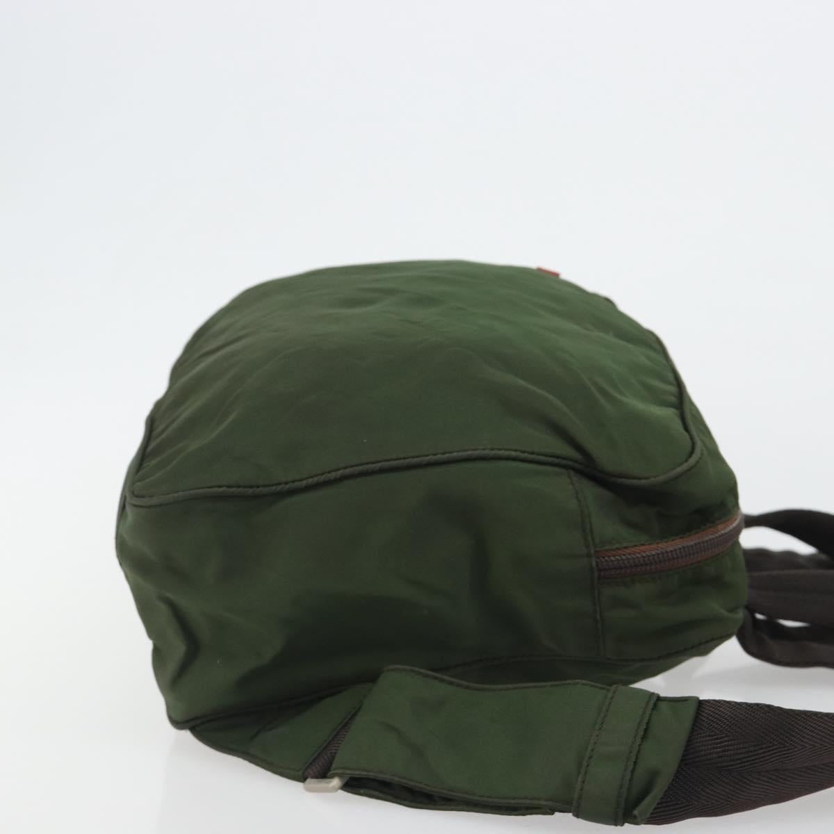 PRADA Sports Line Backpack Nylon Khaki Silver Auth ar13993