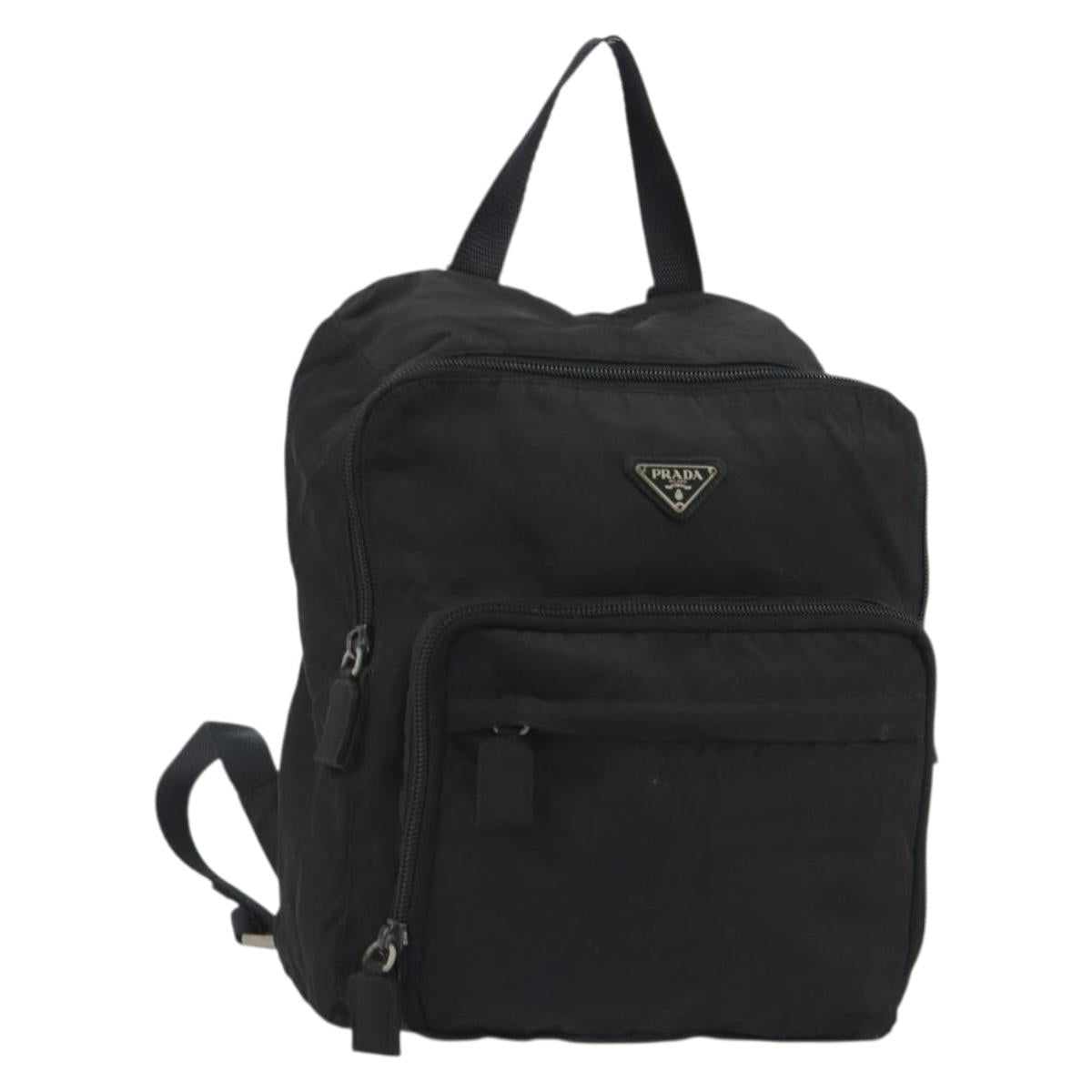 PRADA Backpack Nylon Black Silver Auth ar13994