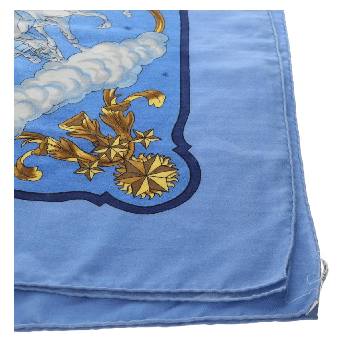 HERMES Carre 140 Scarf Cashmere Blue Auth ar13996M