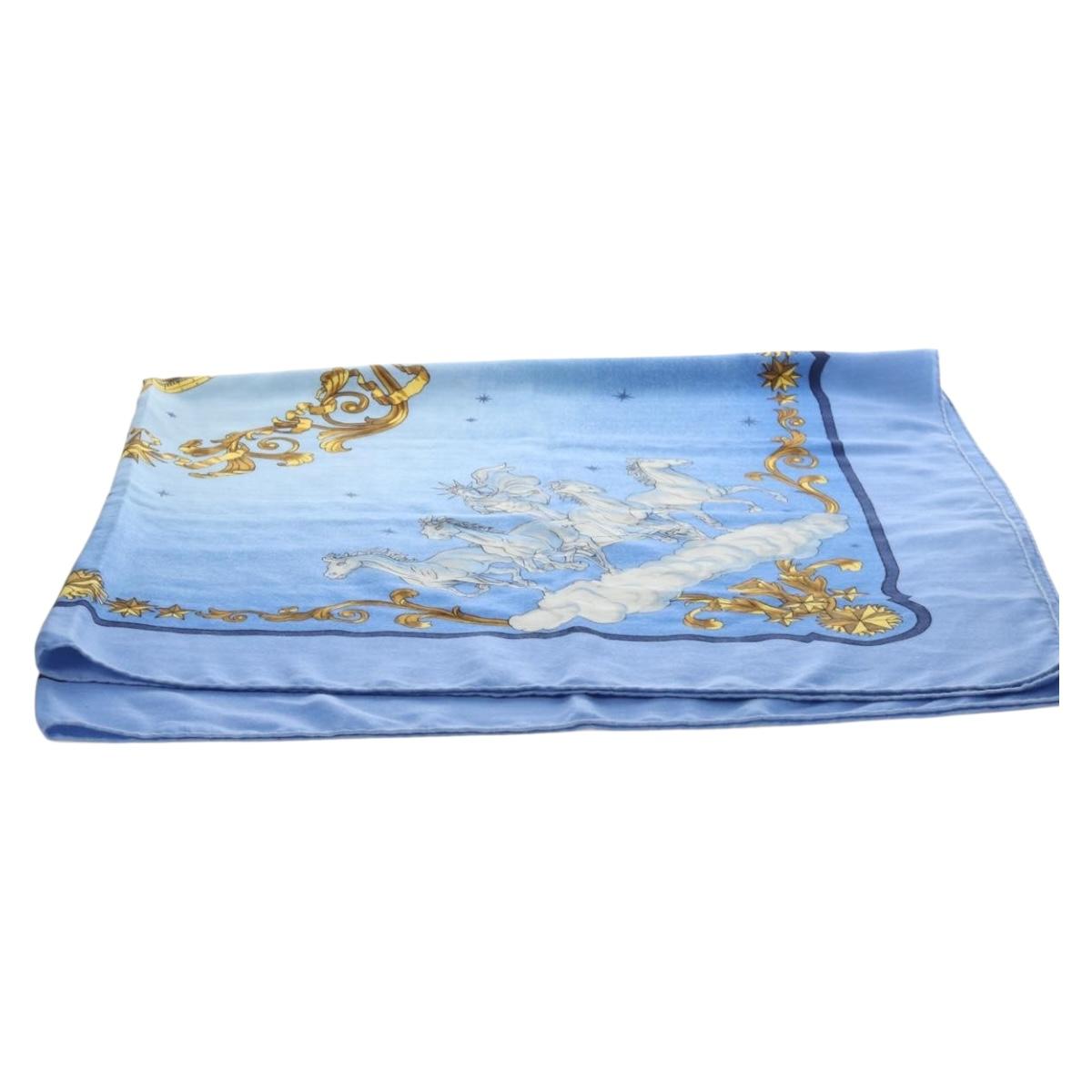 HERMES Carre 140 Scarf Cashmere Blue Auth ar13996M