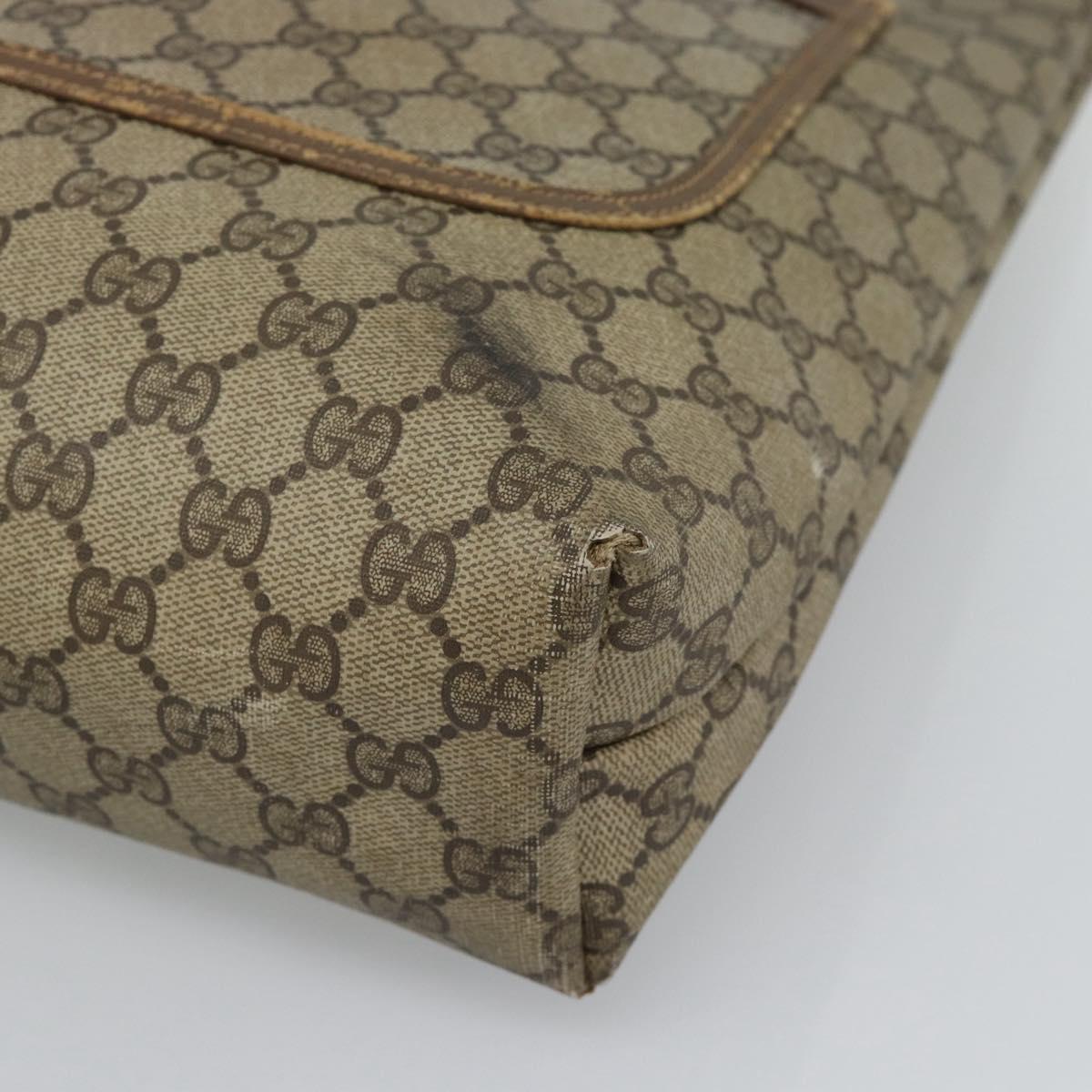 GUCCI GG Supreme Web Sherry Line Tote Bag PVC Beige Gold Auth ar13997