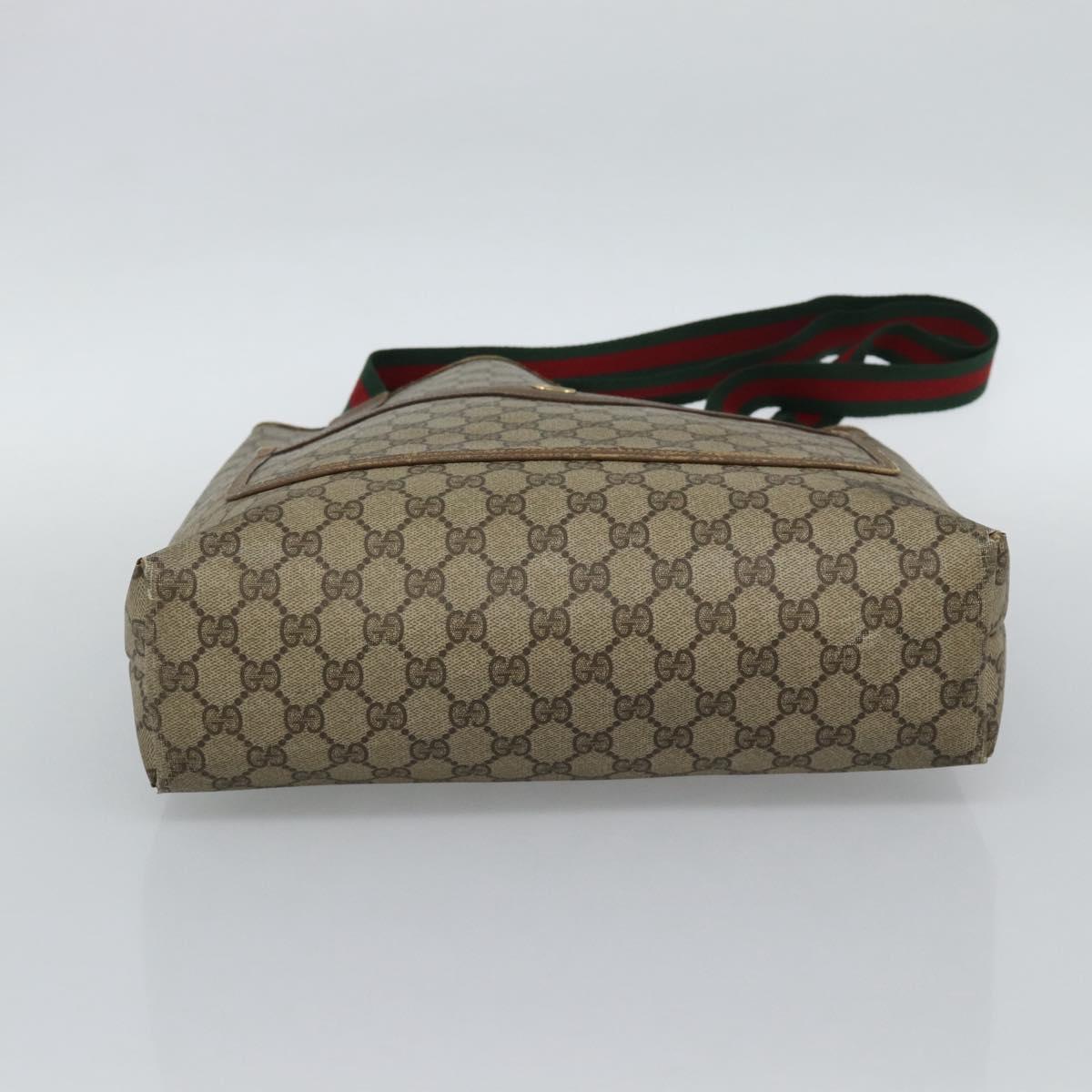 GUCCI GG Supreme Web Sherry Line Tote Bag PVC Beige Gold Auth ar13997