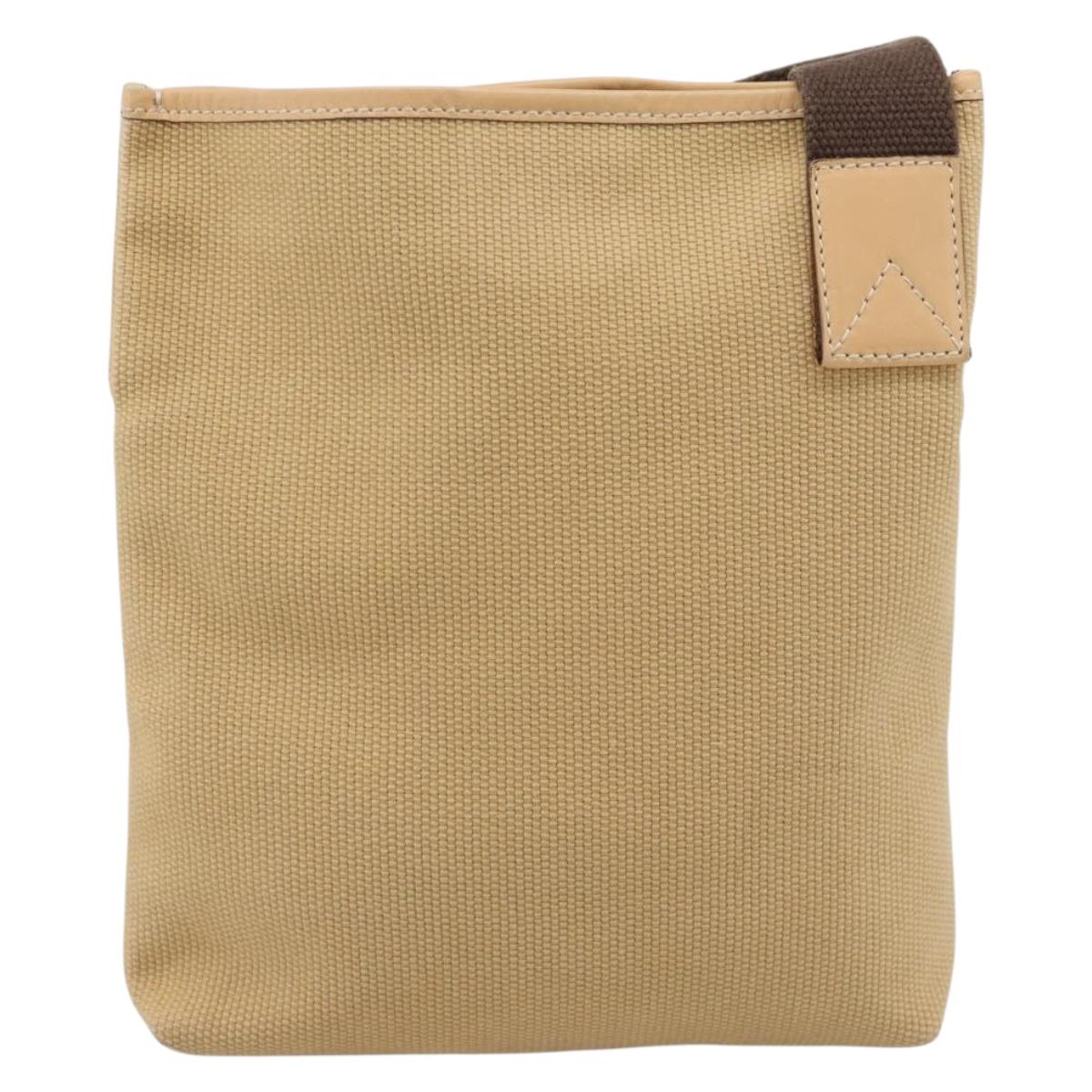 Salvatore Ferragamo Shoulder Bag Canvas Beige Silver Auth ar14005