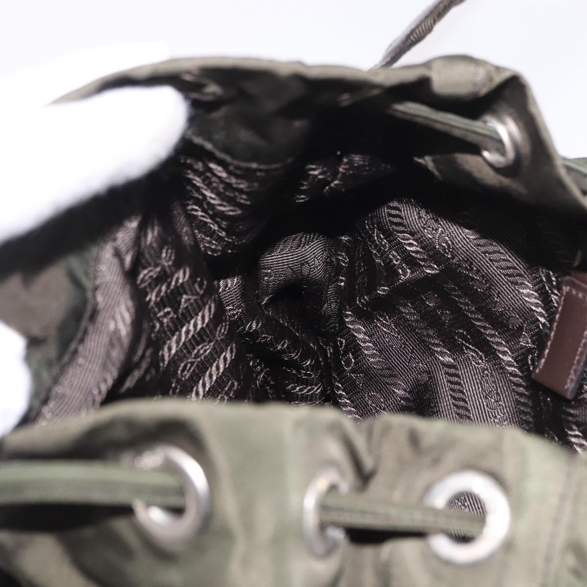 PRADA Backpack Nylon Khaki Silver Auth ar14006