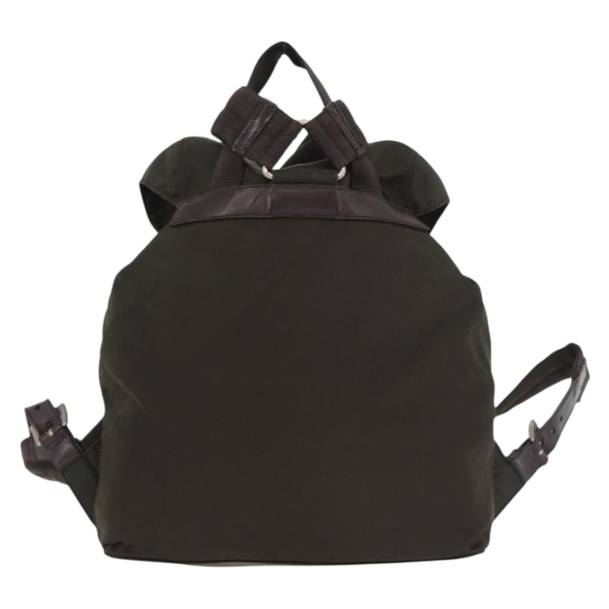 PRADA Backpack Nylon Khaki Silver Auth ar14006