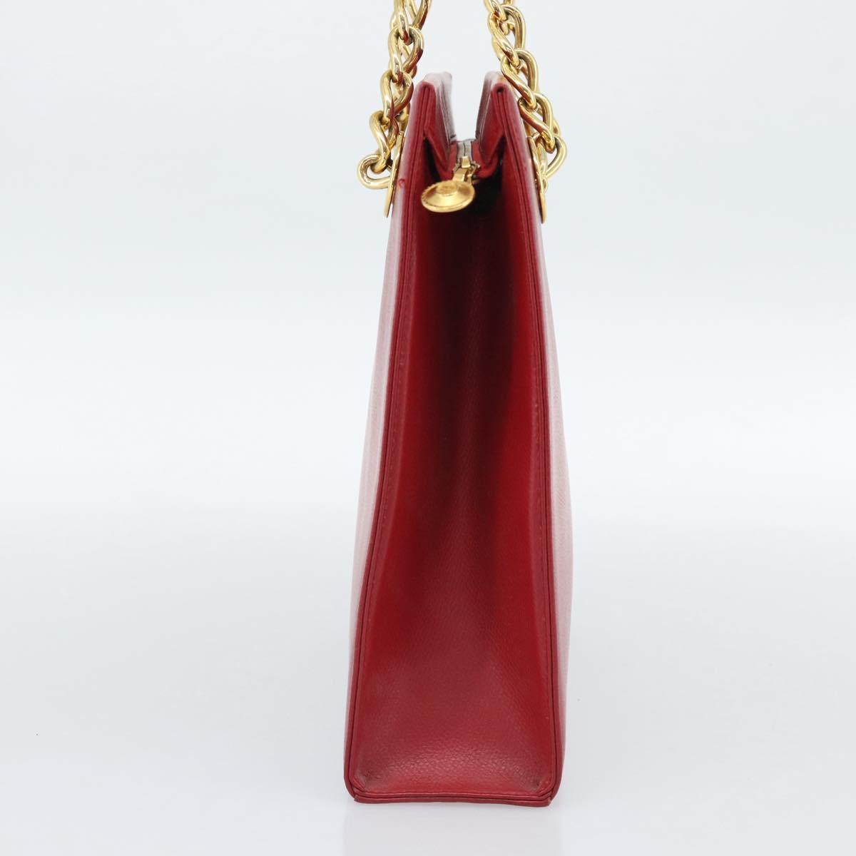 MCM Shoulder Bag Leather Red Gold Auth ar14008