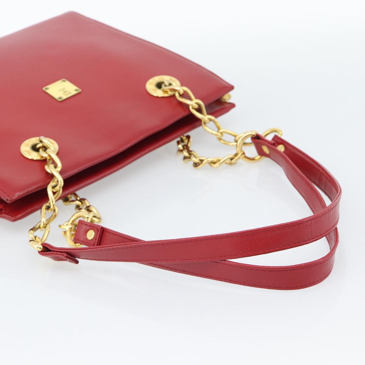 MCM Shoulder Bag Leather Red Gold Auth ar14008