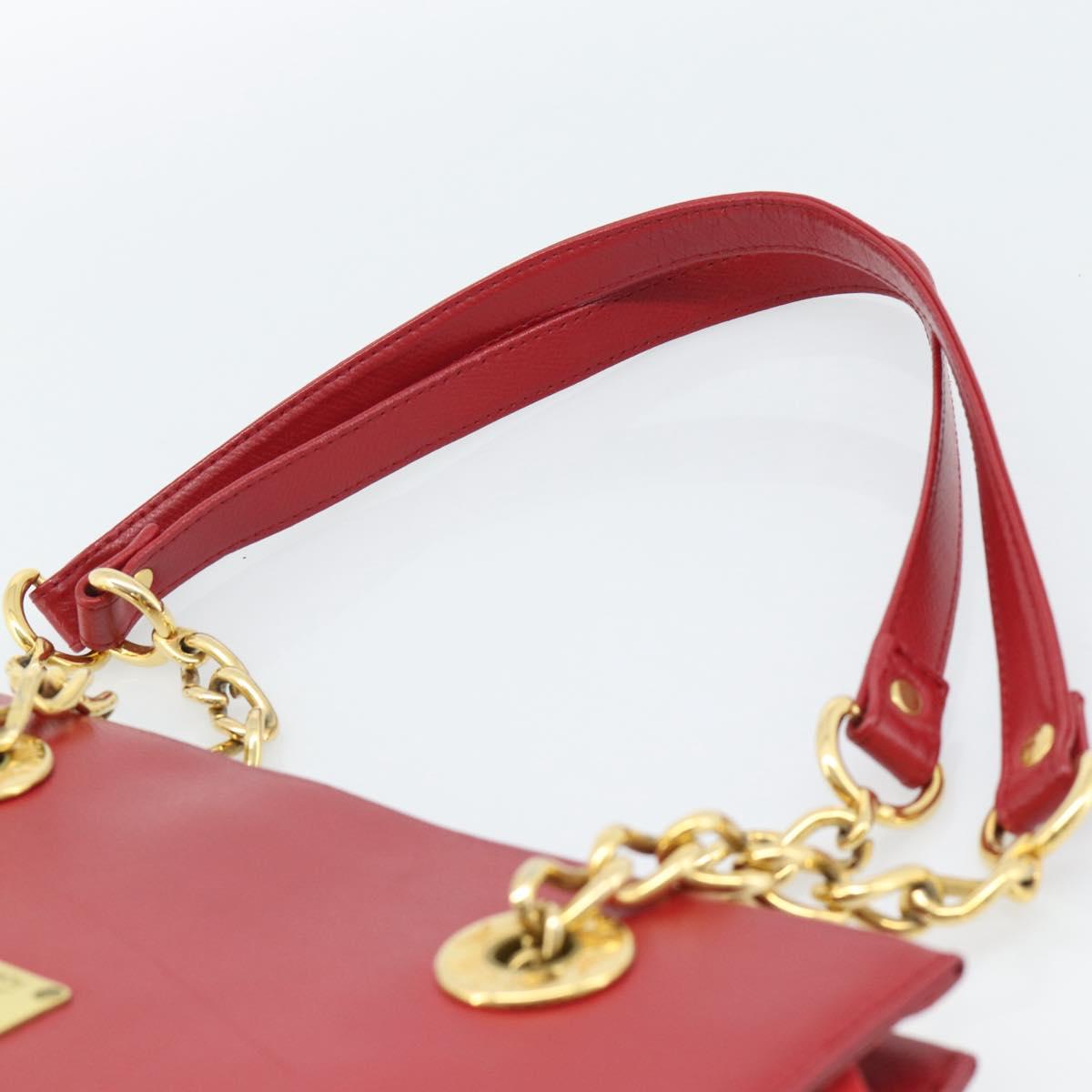 MCM Shoulder Bag Leather Red Gold Auth ar14008