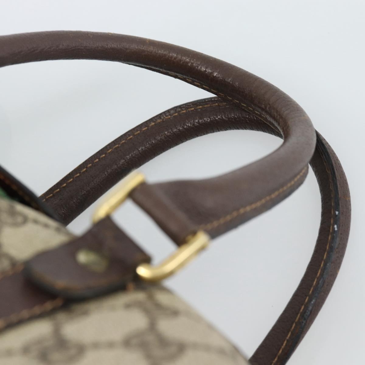 GUCCI GG Supreme Web Sherry Line Boston Bag PVC Beige Gold Auth ar14009