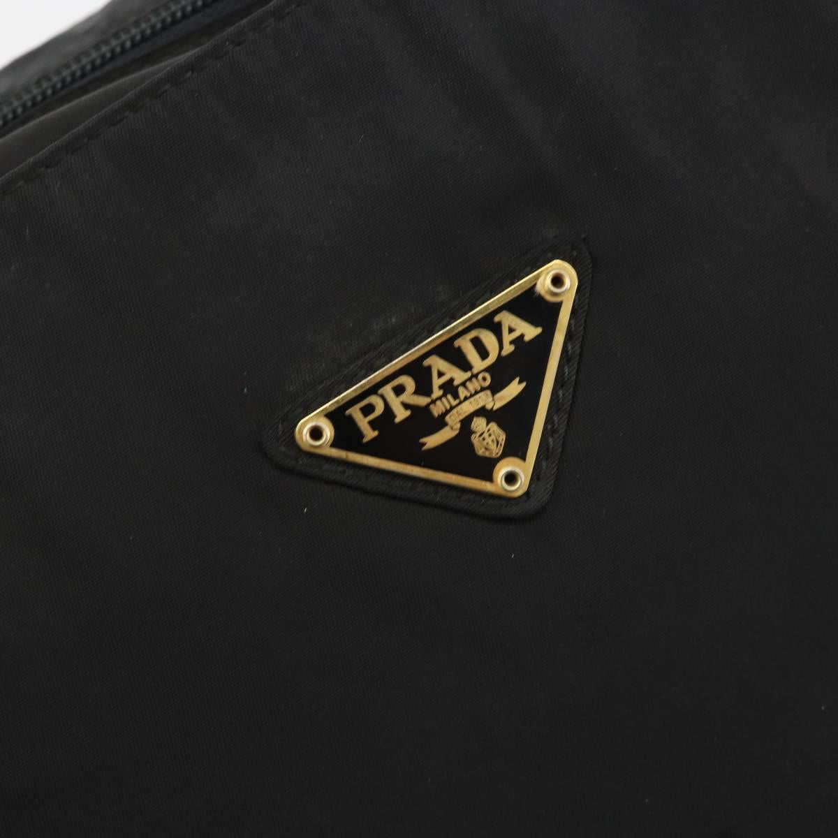 PRADA Hand Bag Nylon Black Gold Auth ar14012