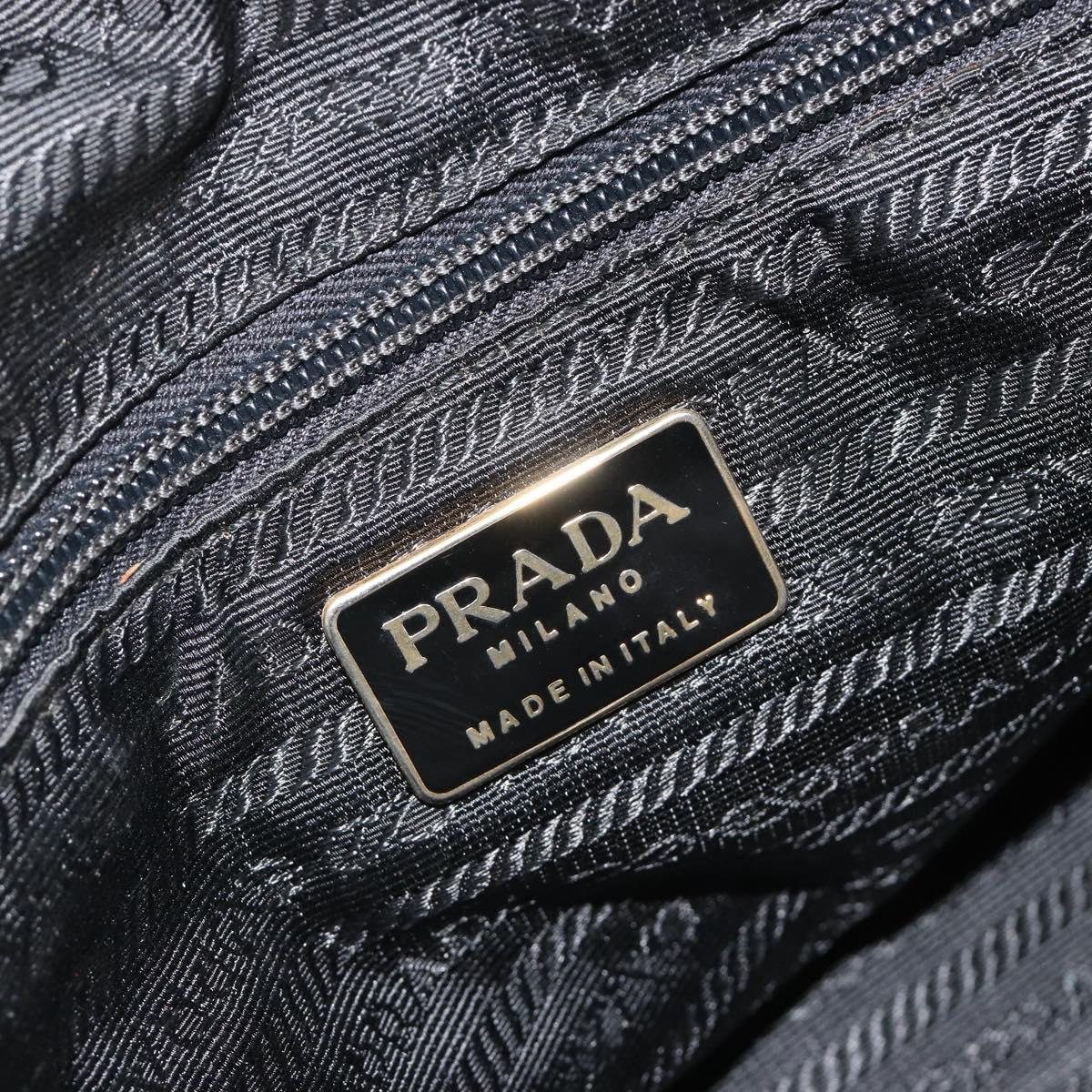 PRADA Hand Bag Nylon Black Gold Auth ar14012