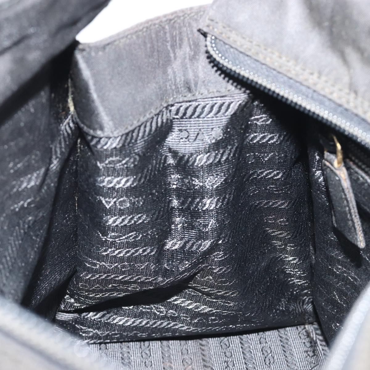 PRADA Hand Bag Nylon Black Gold Auth ar14012