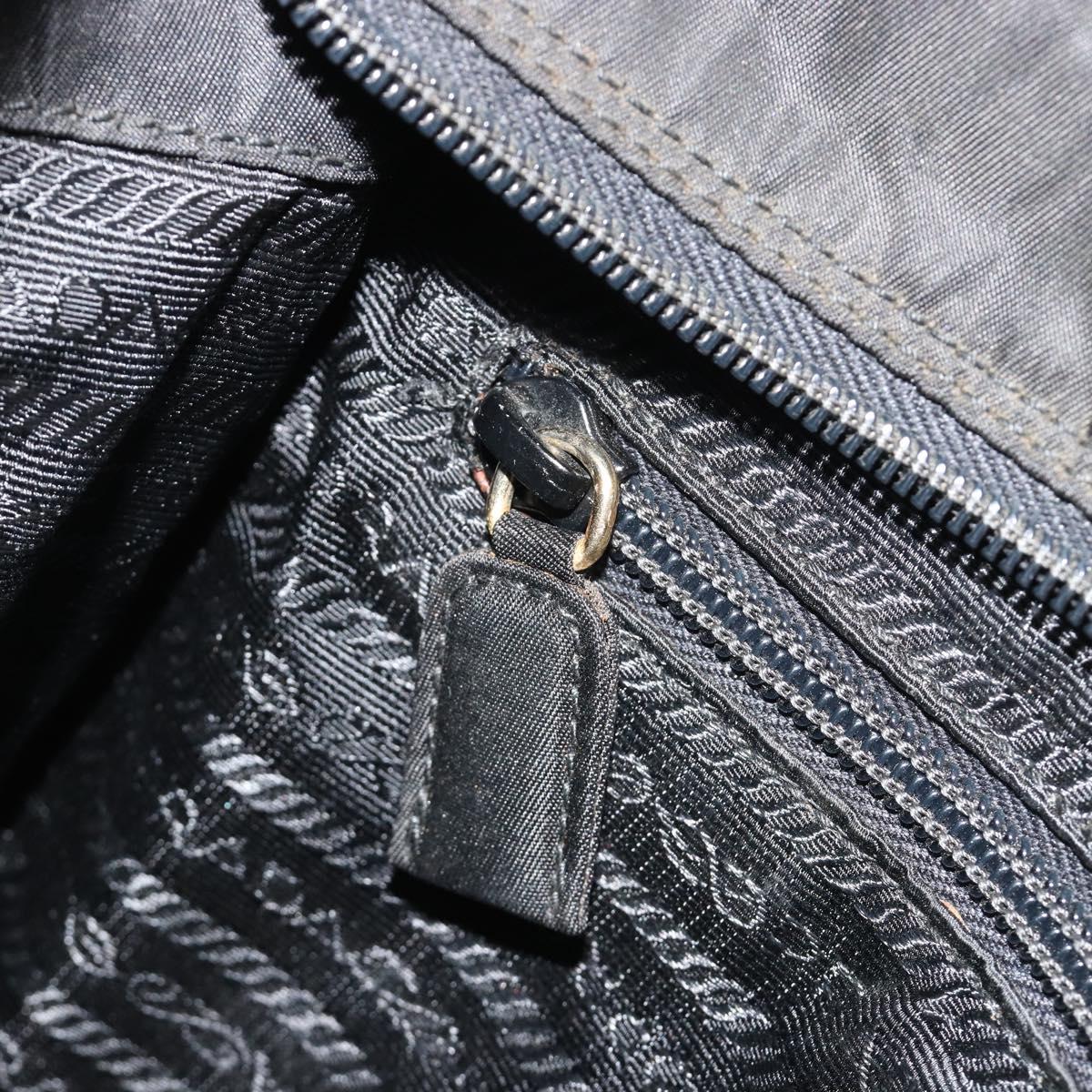 PRADA Hand Bag Nylon Black Gold Auth ar14012
