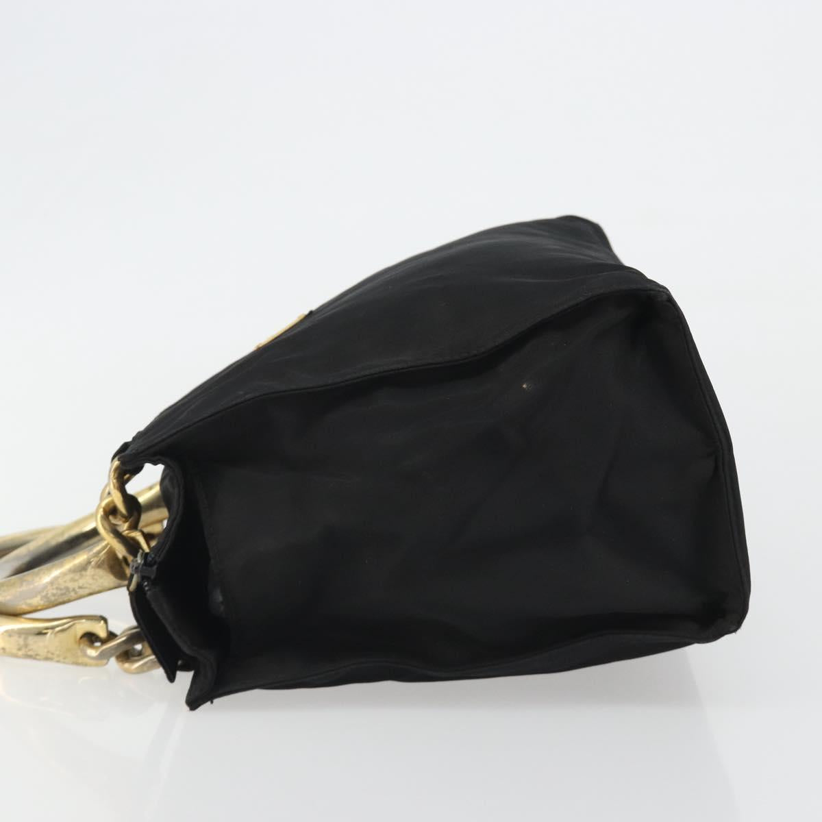 PRADA Hand Bag Nylon Black Gold Auth ar14012