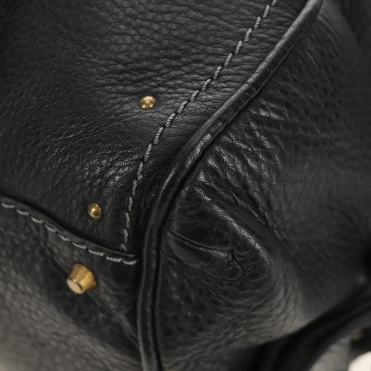 Chloe Paddington Hand Bag Leather Black Gold Silver Auth ar14018SAM