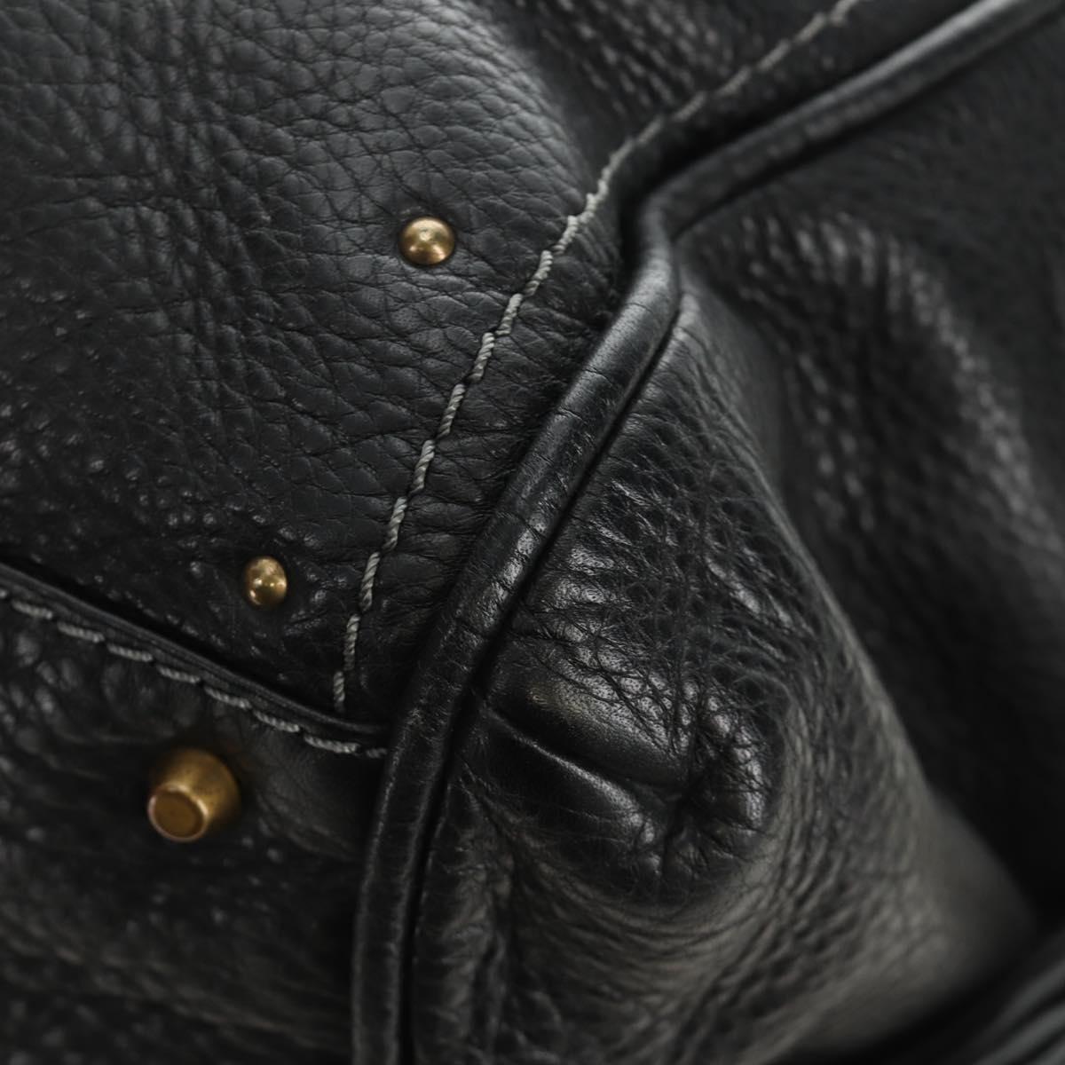 Chloe Paddington Hand Bag Leather Black Gold Silver Auth ar14018SAM