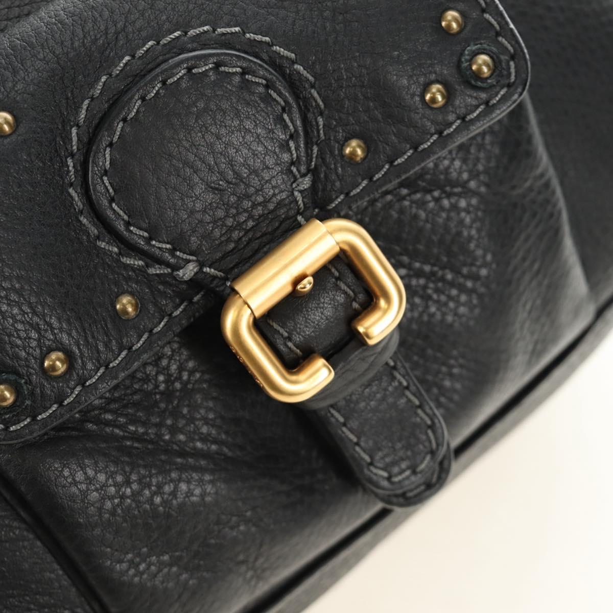 Chloe Paddington Hand Bag Leather Black Gold Silver Auth ar14018SAM