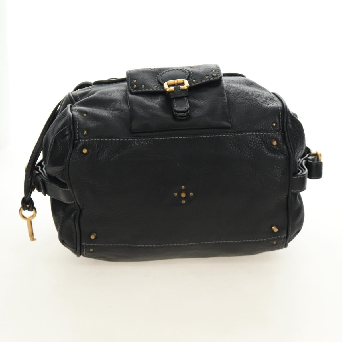 Chloe Paddington Hand Bag Leather Black Gold Silver Auth ar14018SAM