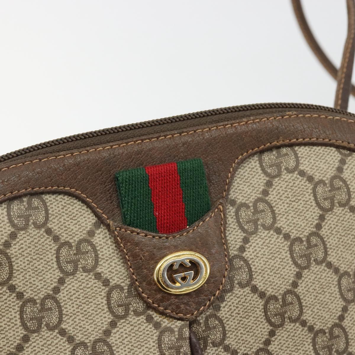 GUCCI GG Supreme Web Sherry Line Bag PVC Beige Gold 904 02 047 Auth ar14021