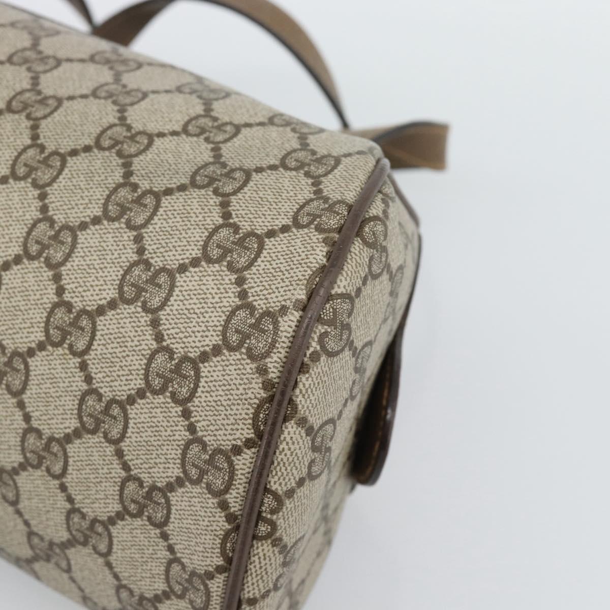 GUCCI GG Supreme Hand Bag PVC Beige Gold Auth ar14025