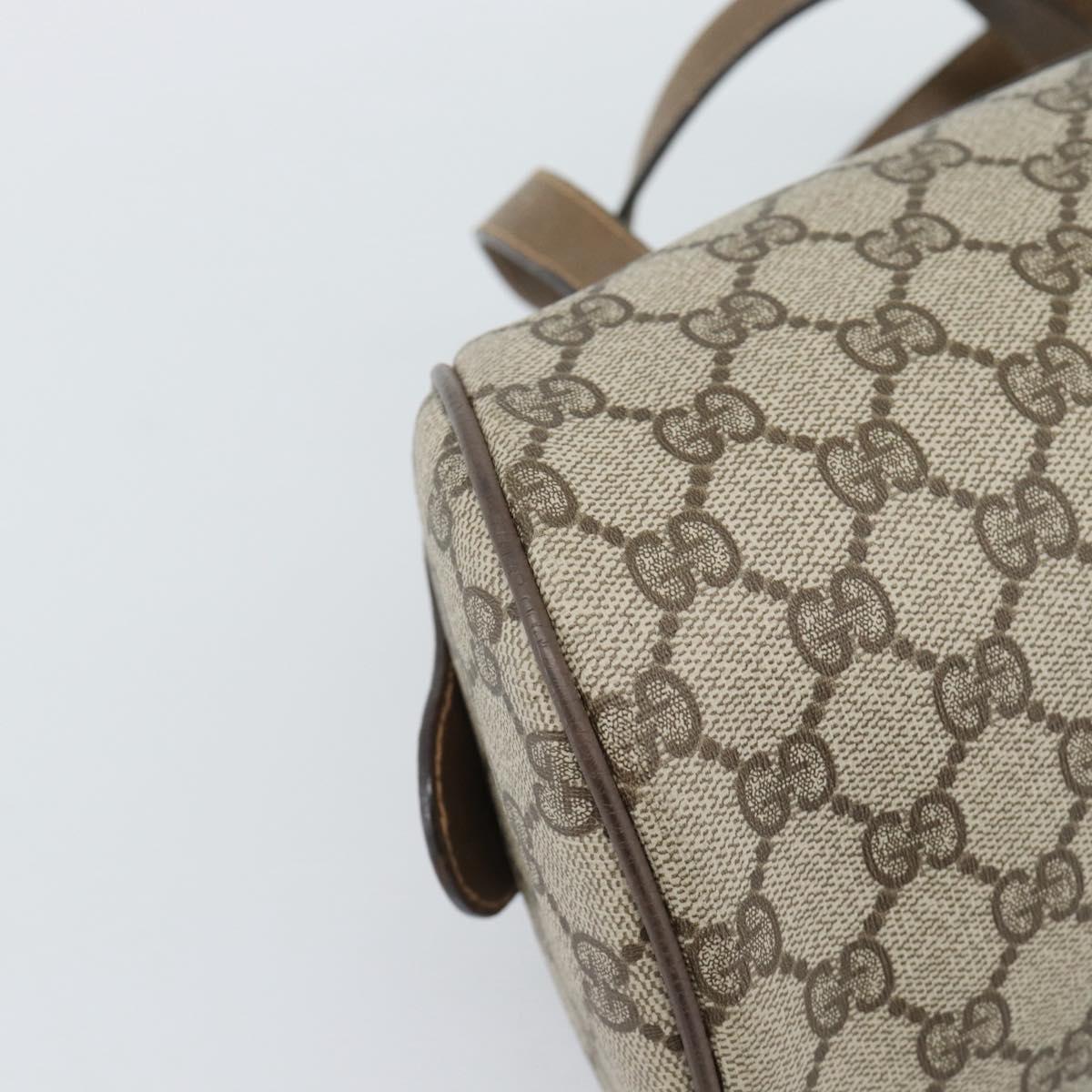 GUCCI GG Supreme Hand Bag PVC Beige Gold Auth ar14025