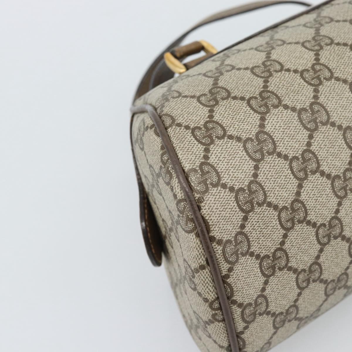 GUCCI GG Supreme Hand Bag PVC Beige Gold Auth ar14025