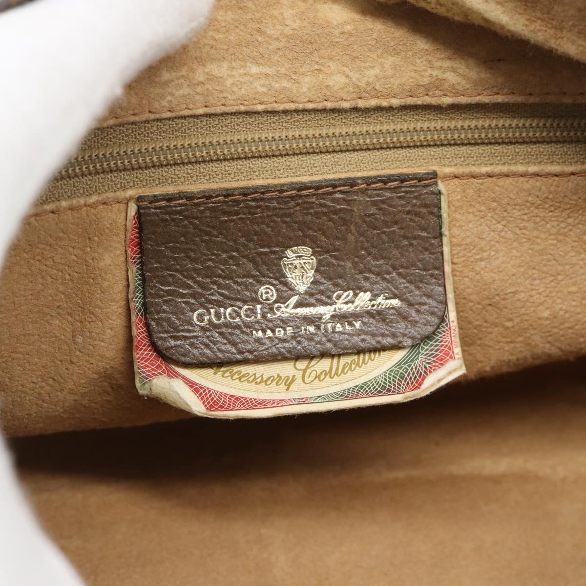 GUCCI GG Supreme Hand Bag PVC Beige Gold Auth ar14025