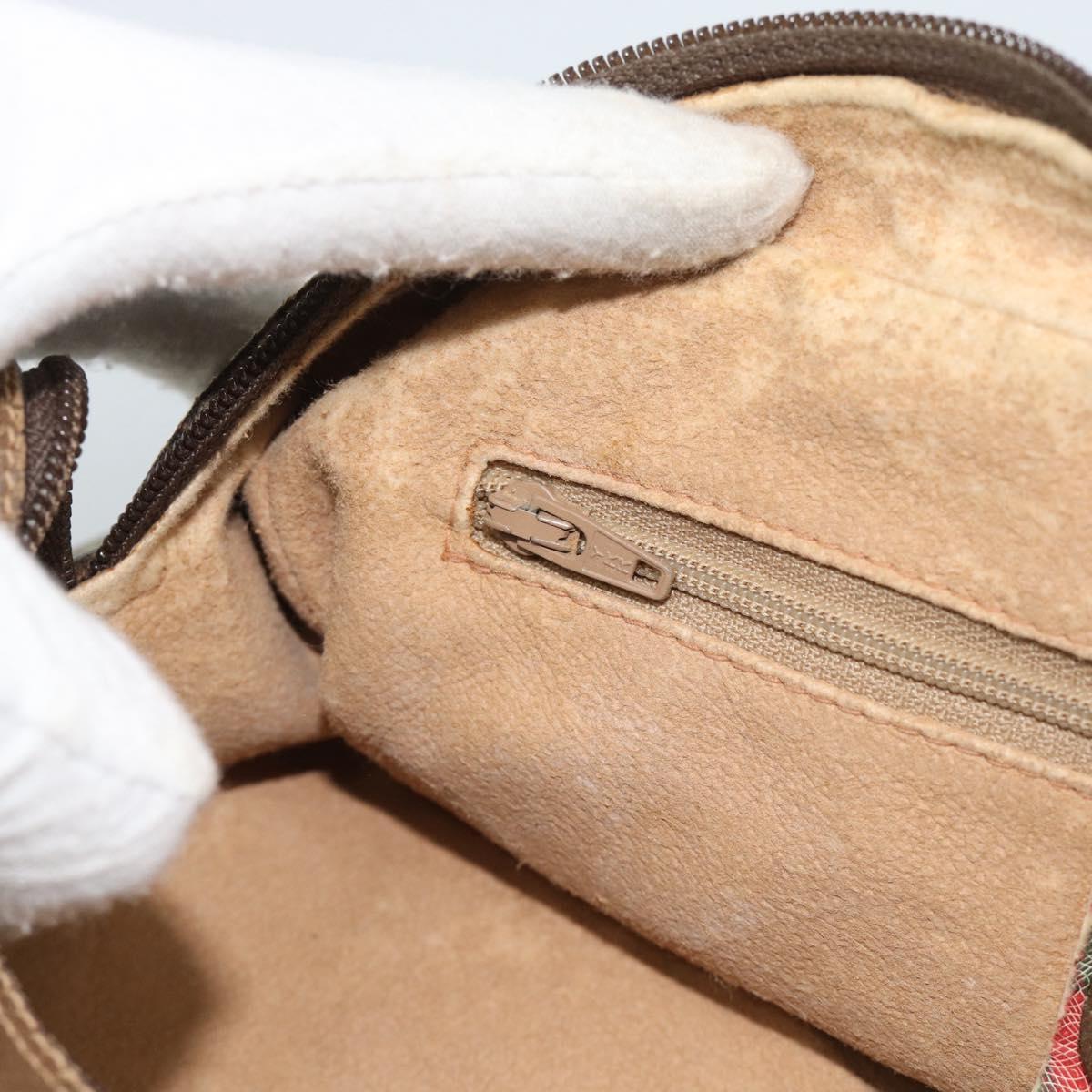 GUCCI GG Supreme Hand Bag PVC Beige Gold Auth ar14025