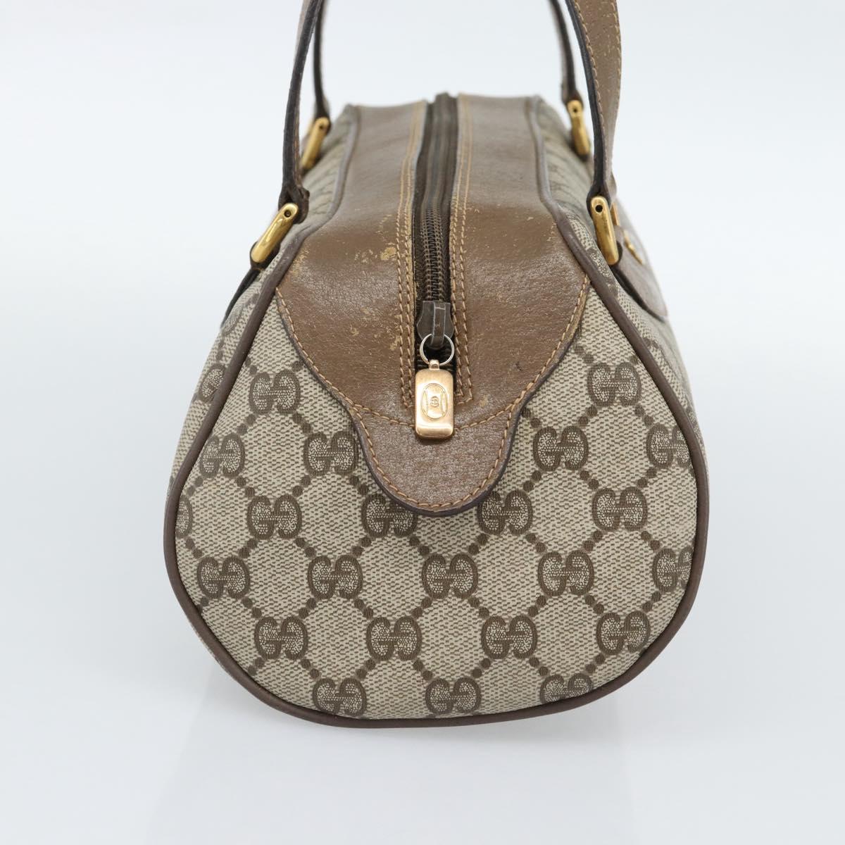 GUCCI GG Supreme Hand Bag PVC Beige Gold Auth ar14025