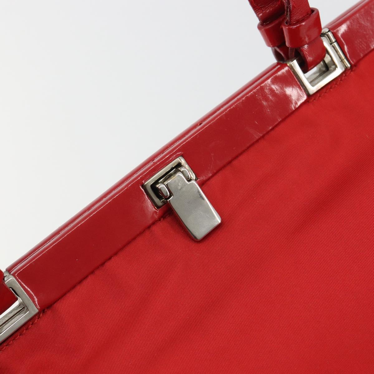 PRADA Hand Bag Nylon Red Silver Auth ar14026