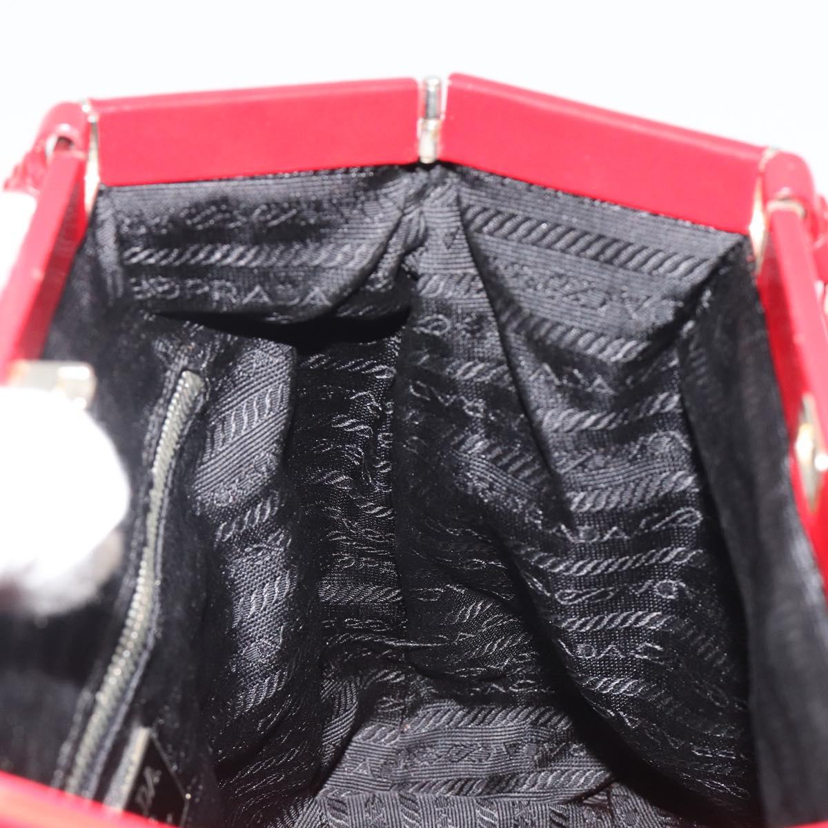 PRADA Hand Bag Nylon Red Silver Auth ar14026
