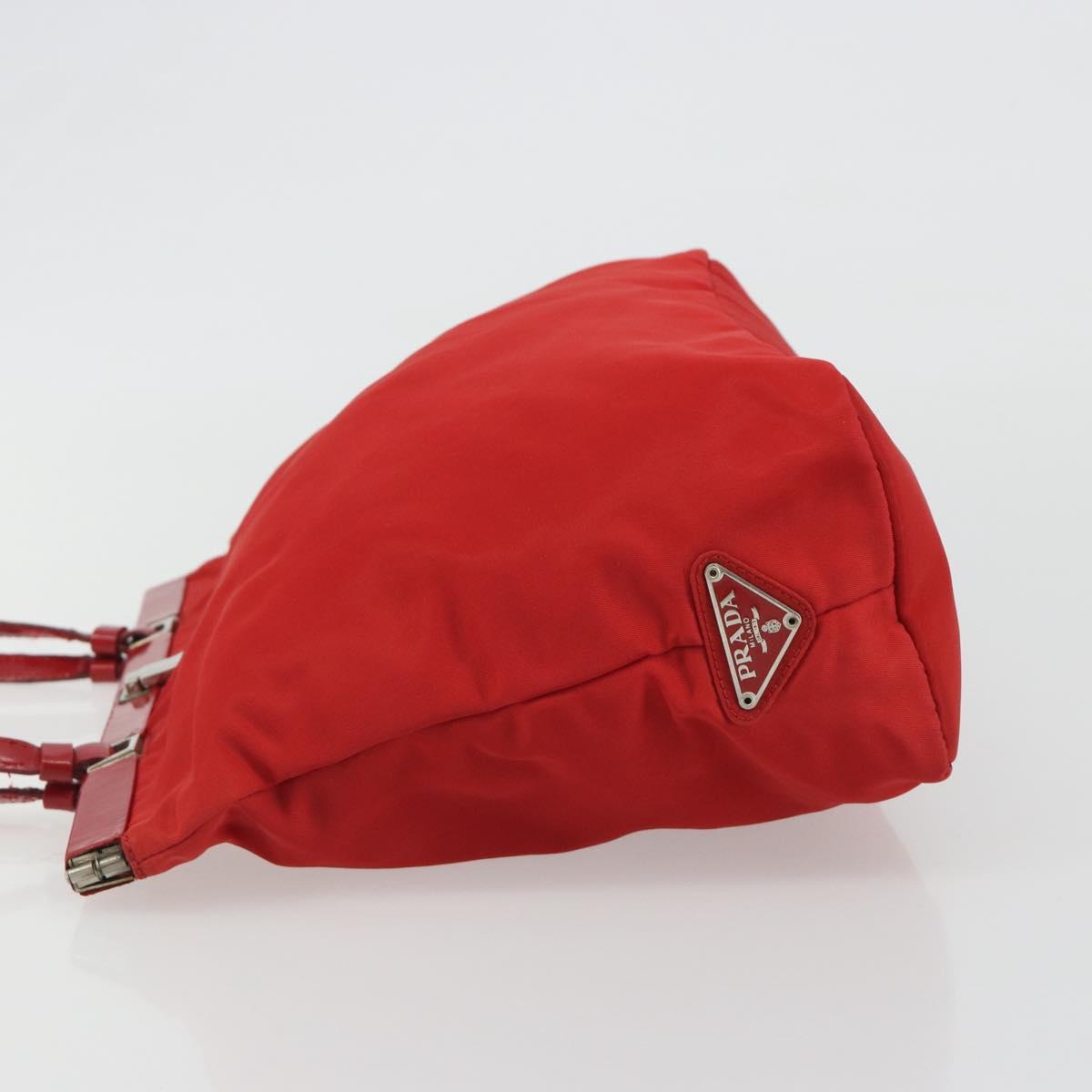 PRADA Hand Bag Nylon Red Silver Auth ar14026