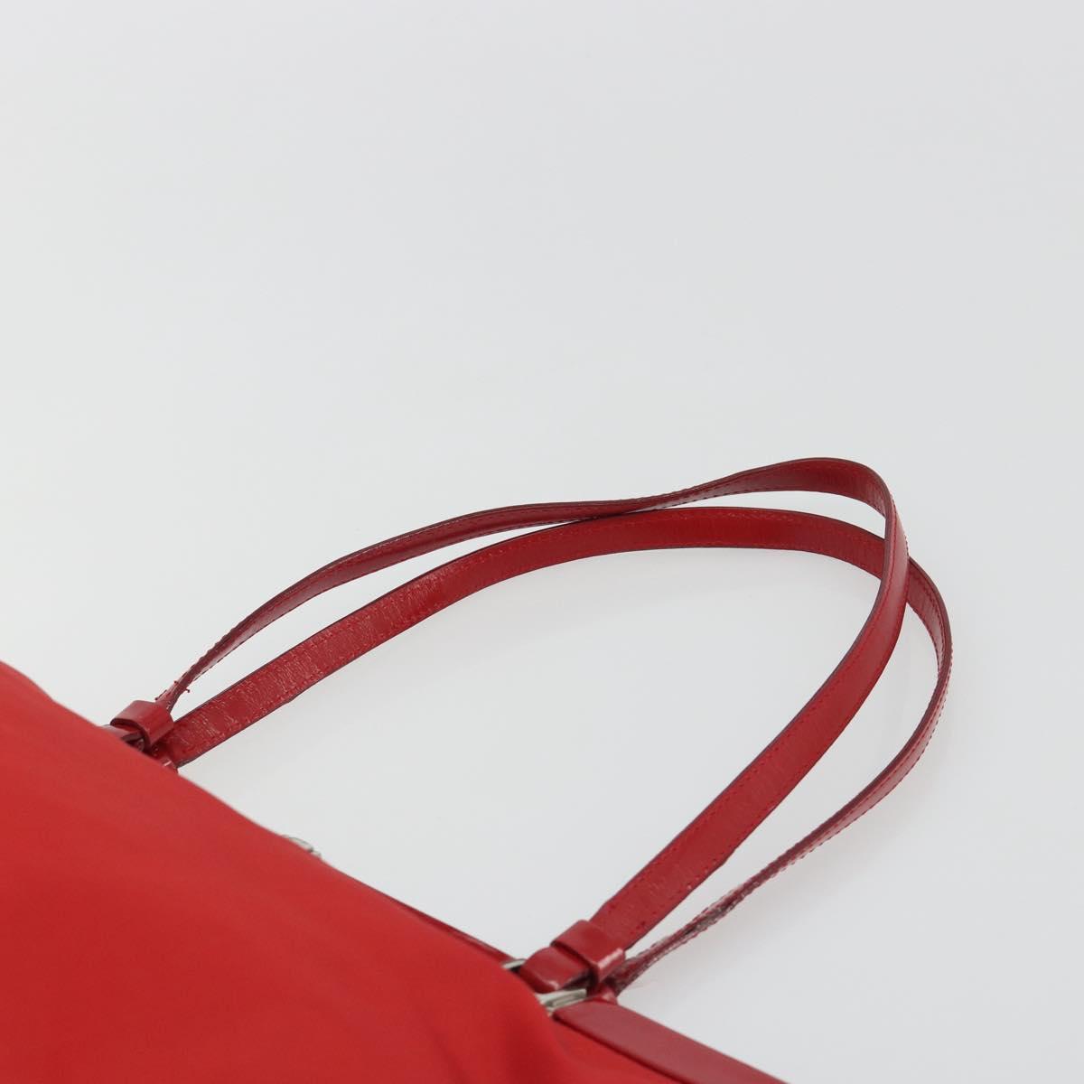 PRADA Hand Bag Nylon Red Silver Auth ar14026
