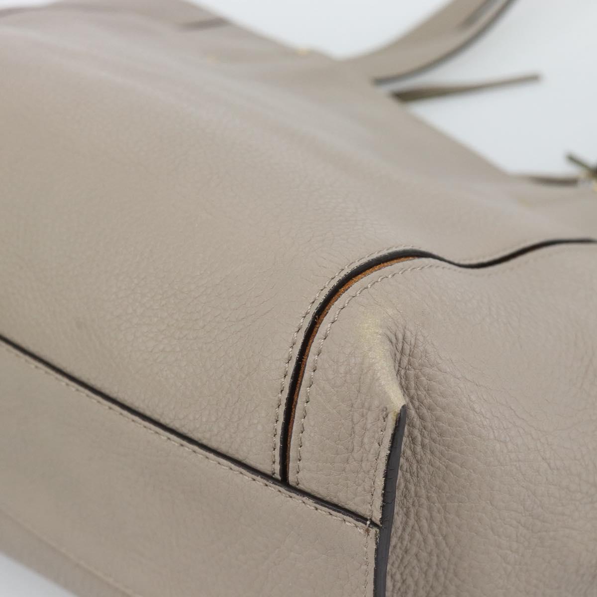 Chloe Tote Bag Leather Gray Gold Auth ar14027
