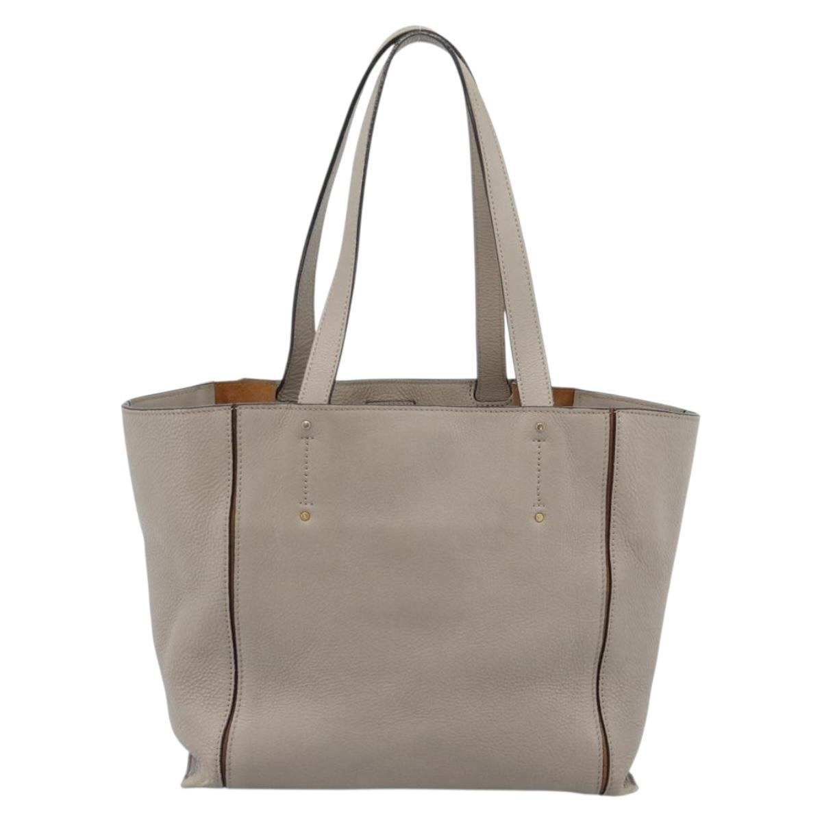 Chloe Tote Bag Leather Gray Gold Auth ar14027