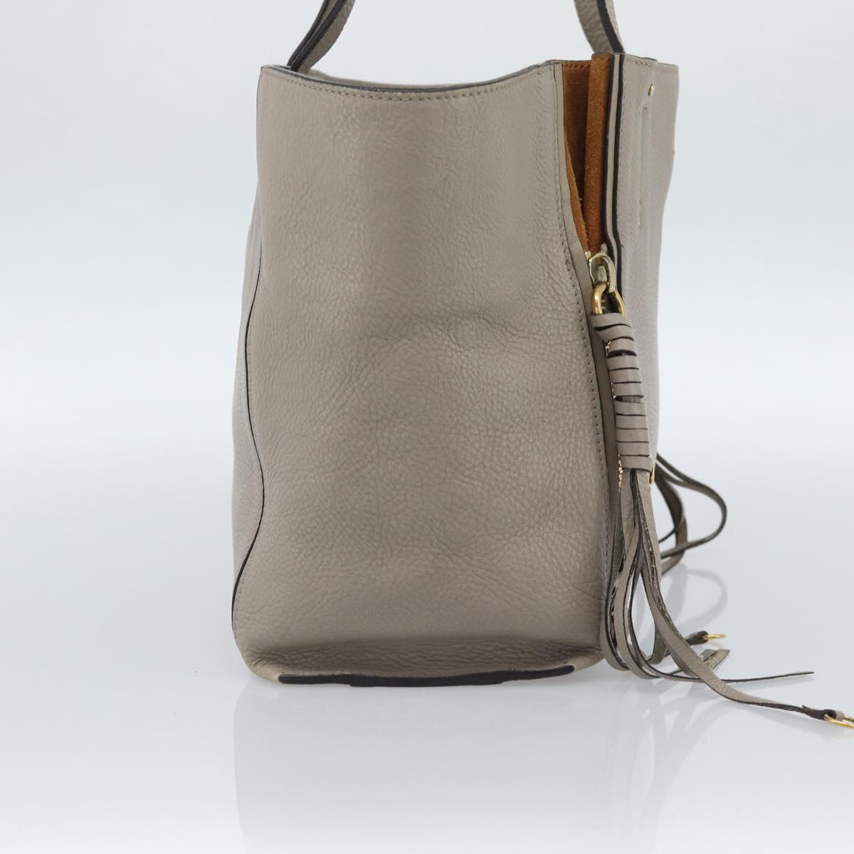 Chloe Tote Bag Leather Gray Gold Auth ar14027