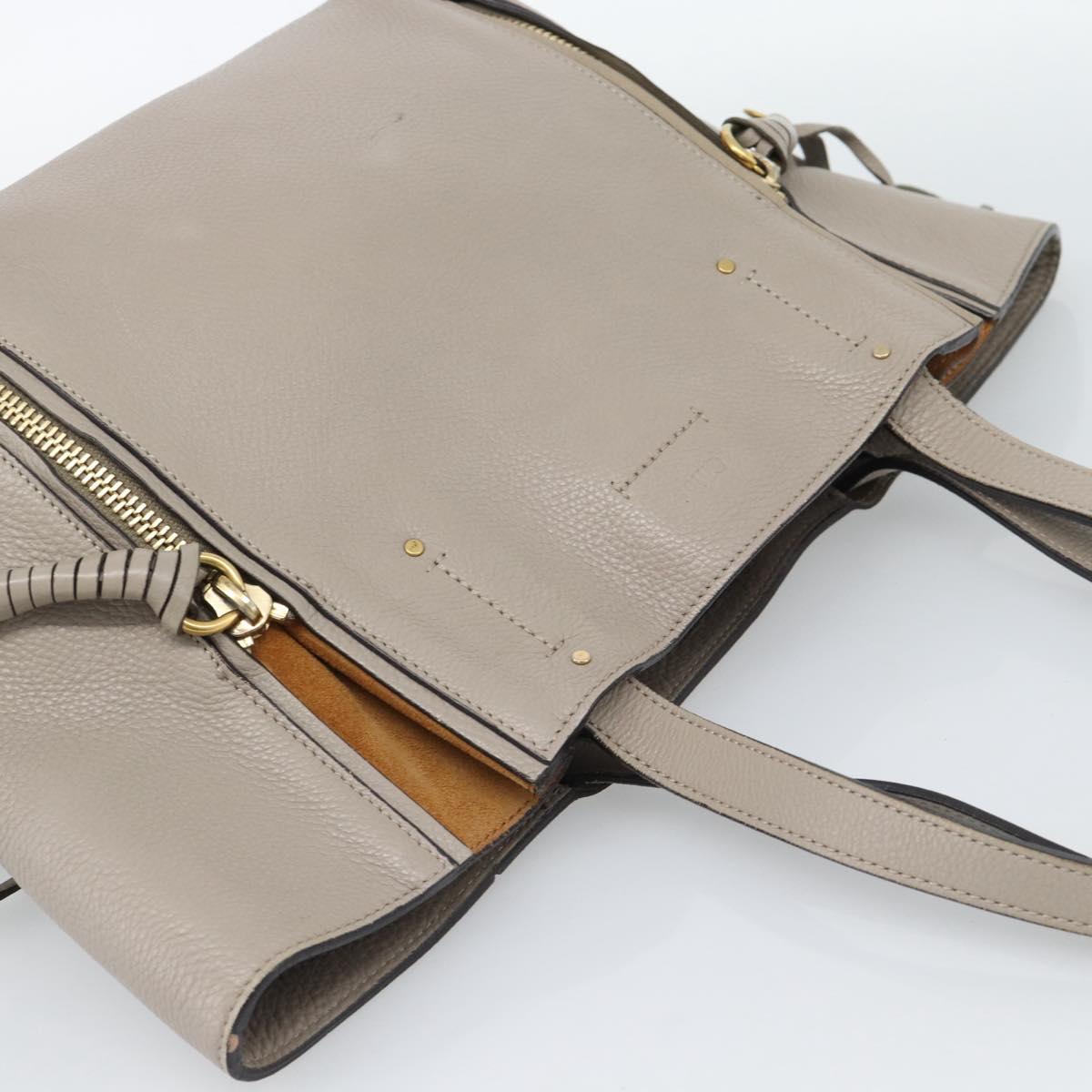 Chloe Tote Bag Leather Gray Gold Auth ar14027