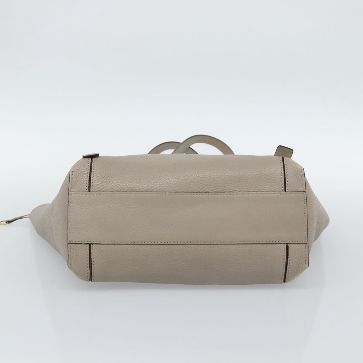 Chloe Tote Bag Leather Gray Gold Auth ar14027