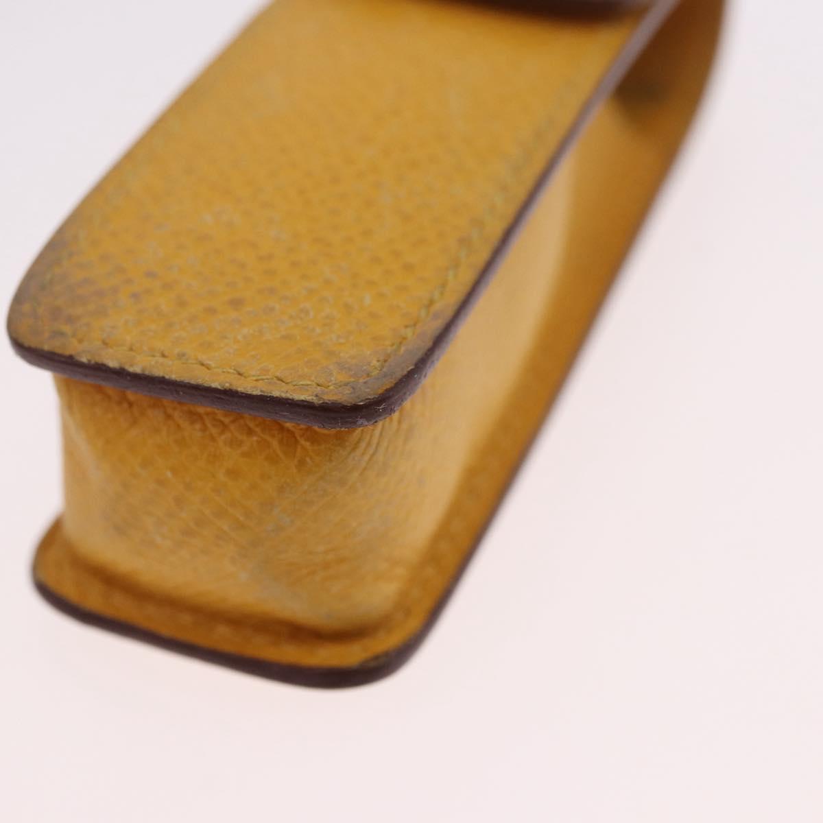 HERMES Lip Case Leather Yellow Auth ar14028