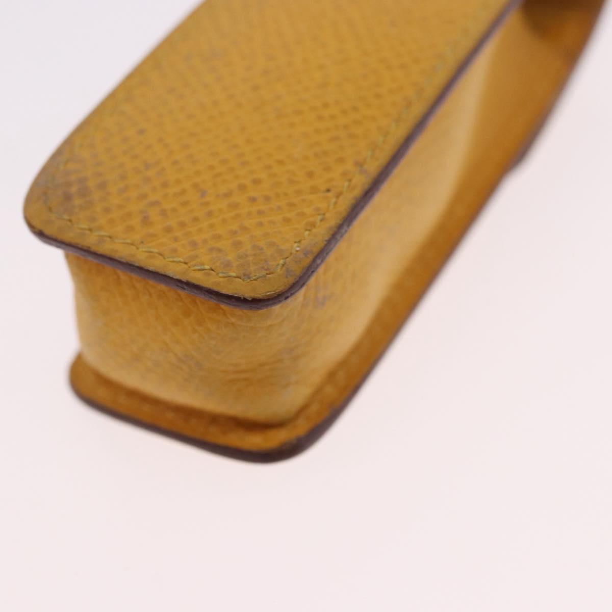 HERMES Lip Case Leather Yellow Auth ar14028